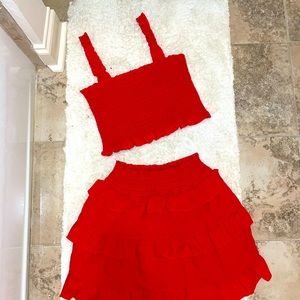 Red Skirt set